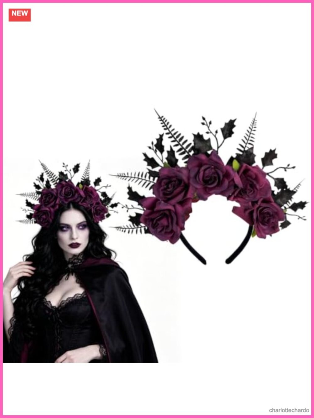 Purple Cloth Flower Headband Gothic Cosplay Costume Hair Accessory
